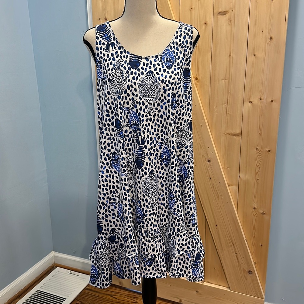 Lilly Pulitzer Blue Fish Fontaine Pattern Cotton Dress